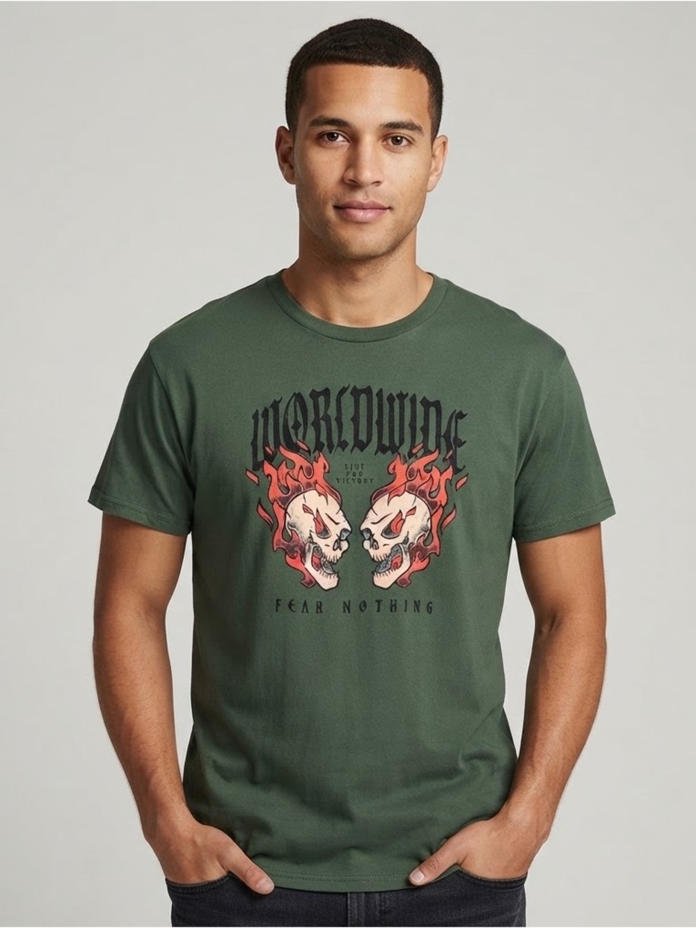 Worldwide Skulls Fear Nothing Graphic T - Men's Size M